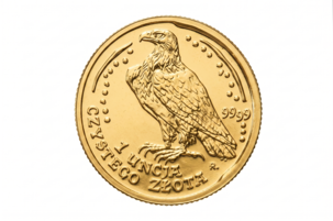 Złota moneta Polska 500 złotych 1 oz Orzeł Bielik – rewers z orłem bielikiem w locie
