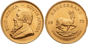 Złota moneta RPA Krugerrand 1 oz – awers z portretem Paula Krugera, różne roczniki