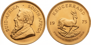 Złota moneta RPA Krugerrand 1 oz – awers z portretem Paula Krugera, różne roczniki