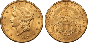 Złota moneta USA 20 dolarów Liberty Head Double Eagle – awers z portretem Wolności