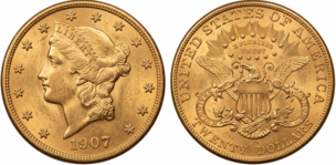 Złota moneta USA 20 dolarów Liberty Head Double Eagle – awers z portretem Wolności